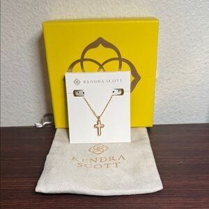 Kendra Scott Gold and White Cross Necklace